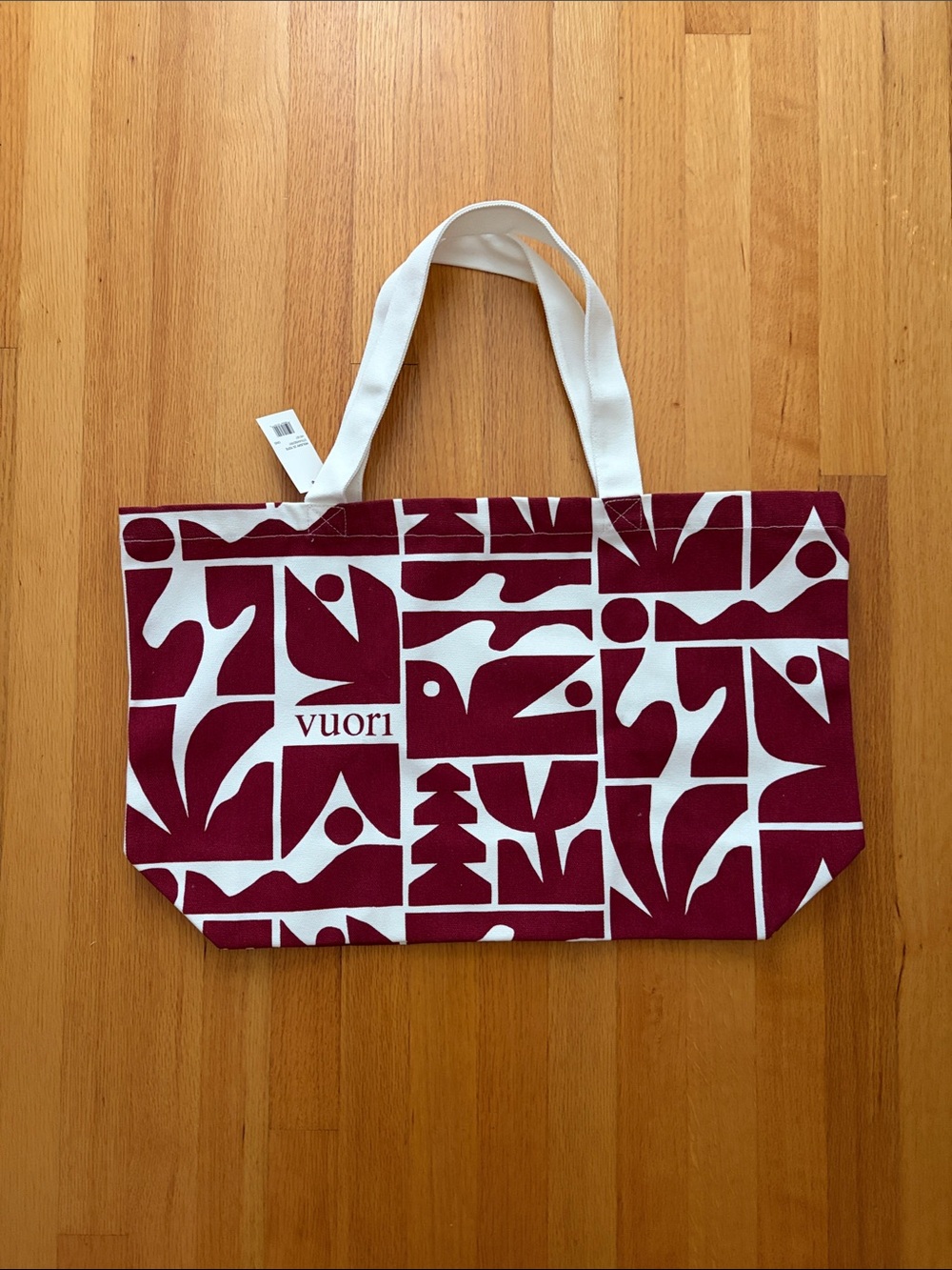 Vuori Maroon & White Graphic Canvas Tote